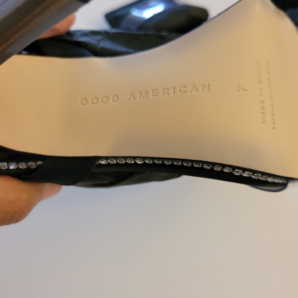 Good American Open Square Toe Heels, color black Size 7 - Picture 3 of 10